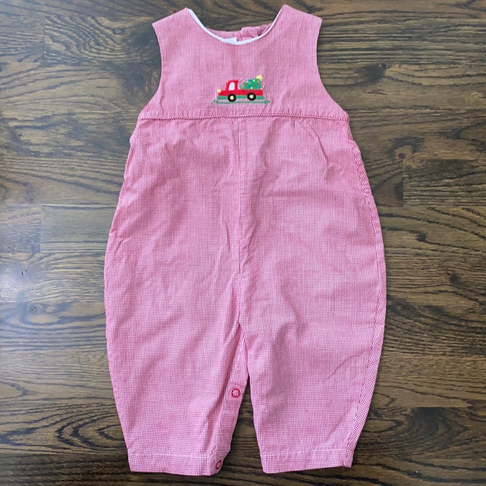 NWOT Smocked boys Christmas tree truck 9 months